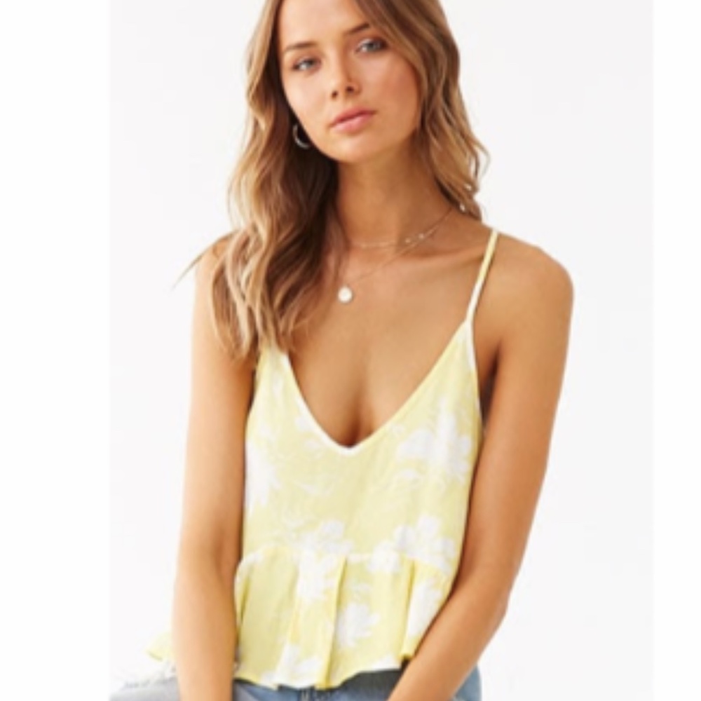 Forever 21 Floral Print Flounce Cami/ Tank Top